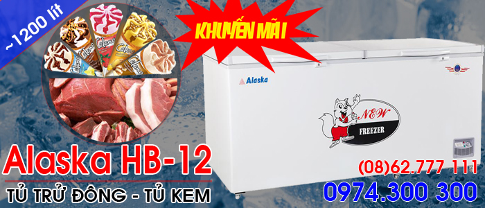 Tủ trử đ&ocirc;ng Alaska HB-12 (1200 l&iacute;t)